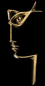 Jean Cocteau Jewelry : Brooch : Profile (golden)