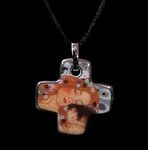 Gustav Klimt pendant : The three ages of the woman (cross)
