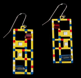 Earrings Piet Mondrian : Broadway Boogie Woogie