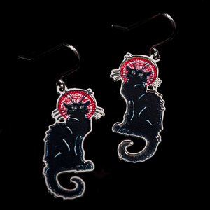 Earrings Steinlen : The Black Cat