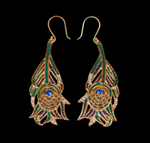 Tiffany Earrings : Peacock feather (n2)