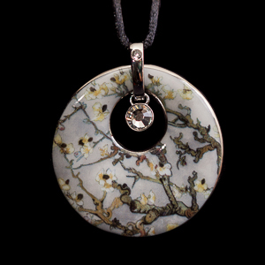 Van Gogh Jewel : amulett pendant : Almond Tree (white), Crystal Circle