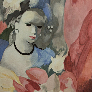 lithographie Marie Laurencin : La femme au bouquet