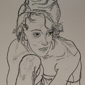 Egon SCHIELE - Srigraphie sur vlin - Femme accroupie
