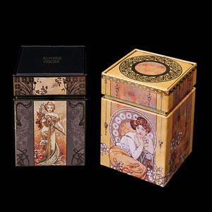 Alfons Mucha set of 2 Tea boxes : Seasons  Topaz