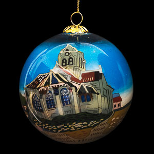 Van Gogh Glass ball christmas ornament, The Church at Auvers