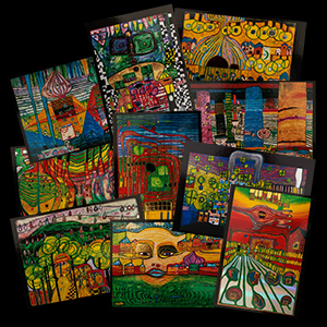 Bolsillo de 10 tarjetas postales Hundertwasser (n1)