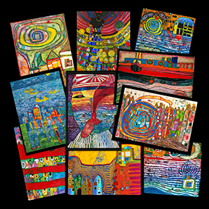 Bustina di 10 cartoline Hundertwasser (n3)