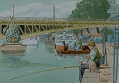 Andr Juillard postcard : Tour Eiffel du pont Mirabeau, rive gauche