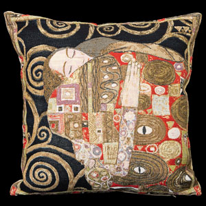 Fodera di cuscino Gustav Klimt : Fulfillment (nero)