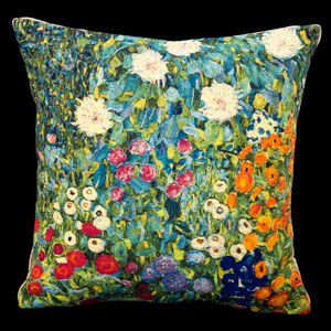 Funda de cojn Gustav Klimt : Jardn de flores II