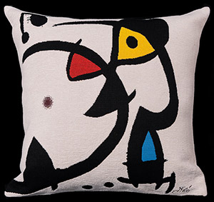 Housse de coussin Joan Miro : Deux personnages hants par un oiseau