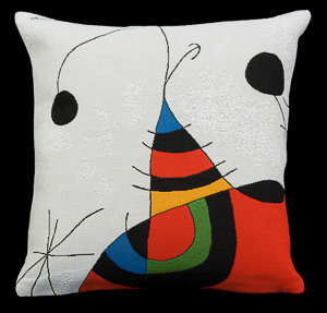 Housse de coussin Joan Miro : Femme, oiseau, toile (extrait n2)