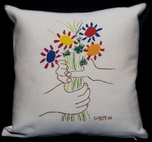 Funda de cojn Pablo Picasso : Mano con ramo de flores