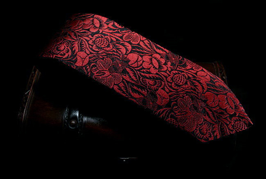 Cravate soie Raoul Dufy : Grosses Fleurs (rouge)