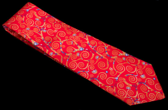 Cravate soie Gustav Klimt : L'arbre de vie (Rouge)