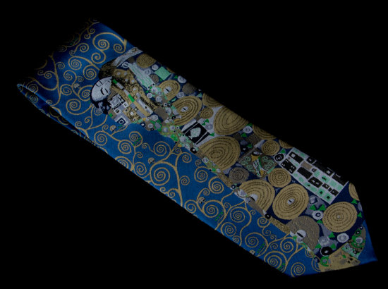 Cravate soie Gustav Klimt : Fulfillment (Bleu)