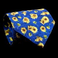 Cravate en soie Vincent Van Gogh, Tournesols (bleu)