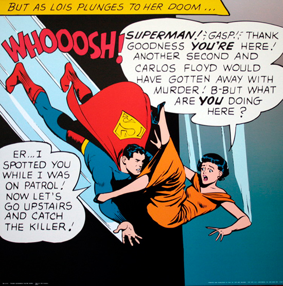 DC Comics : Superman : Thank Goodness you're here! : Reproduccin, lmina de Arte, poster 50 x 50 cm sobre un lujuoso papel de arte espeso y satinado