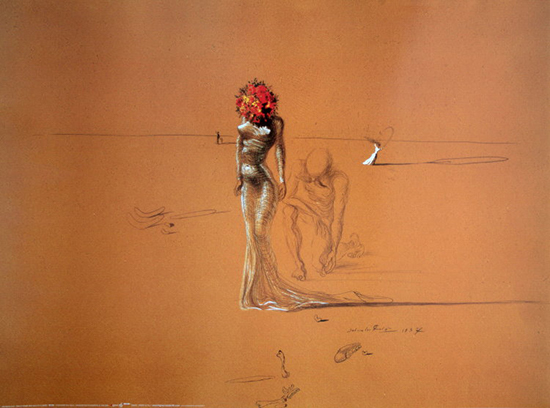 Salvador Dali poster print, Female Figure with Head of Flowers, 1937