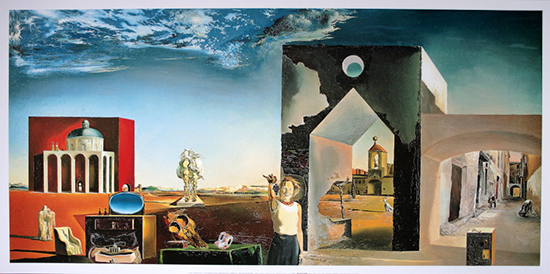 Affiche Salvador Dali : Banlieue de la ville, 1936