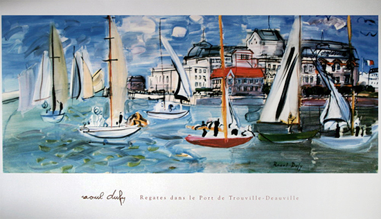Raoul DUFY : Regatas en el Puerto de Trouville - Deauville : Reproduccin, lmina de Arte, poster 102 x 61 cm sobre un lujuoso papel de arte espeso y satinado