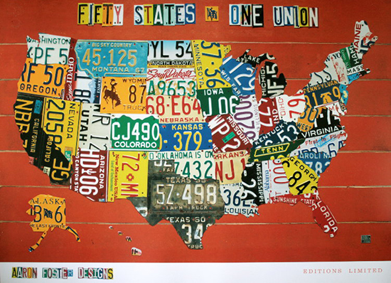 Aaron FOSTER : Fifty States, One Nation : Reproduction en Affiche d'art, poster