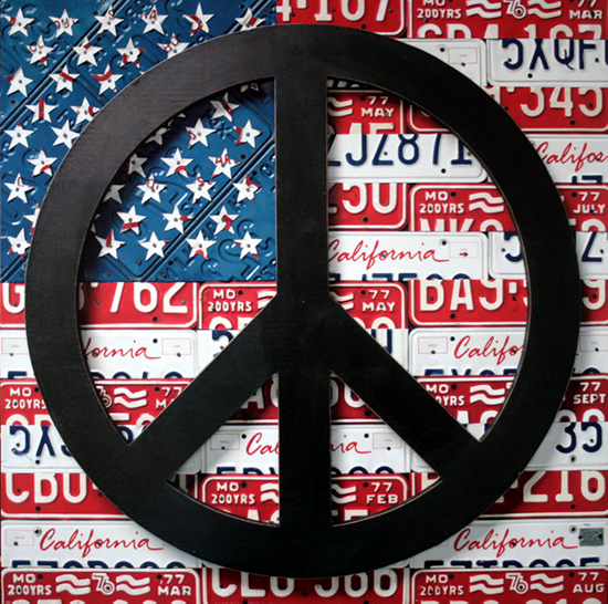 Aaron FOSTER : American Flag Peace Sign : Reproduction en Affiche d'art, poster