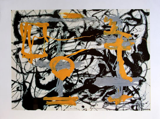Jackson Pollock serigraph, Yellow Gray Black