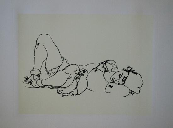 Egon SCHIELE : Femme allonge, 1918 : Srigraphie d'aprs un dessin de 1918, sur un beau et luxueux papier vlin pais
