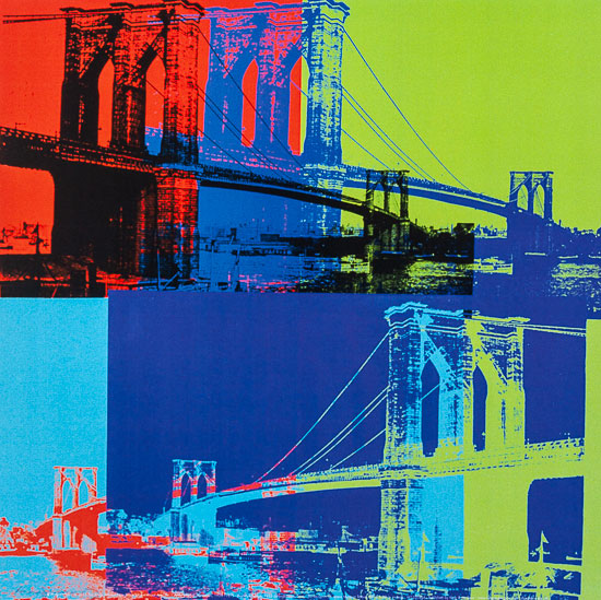 Affiche Andy Warhol : Brooklyn Bridge (Orange, Blue, Lime), 1983