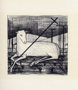 Bernard Buffet lithograph, L'agneau pascal