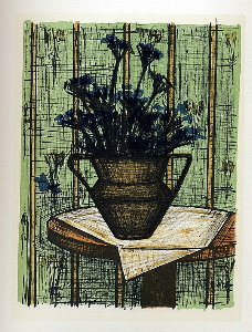Bernard Buffet lithograph, Vase de fleurs