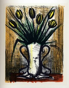 Bernard Buffet lithograph, Vase de tulipes