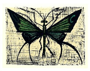 Bernard Buffet lithograph, Papillon vert