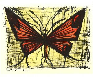 Bernard Buffet lithograph, Le papillon orange