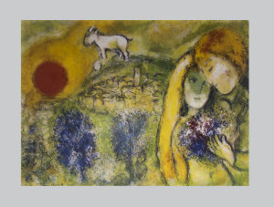 Marc Chagall print, The lovers of Vence, 1957
