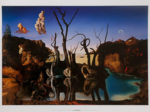 Affiche Dali, Cygnes se refltant en lphants, 1937