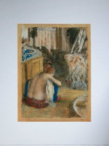 Lmina Degas, Mujer desnuda, agachada, de espalda