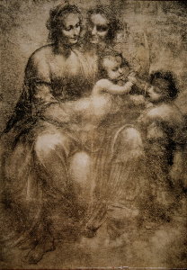 Stampa Da Vinci, La Vergine ed il bambino Ges con Santa Anne