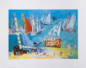 Affiche Jean Dufy : Bateaux dans le port