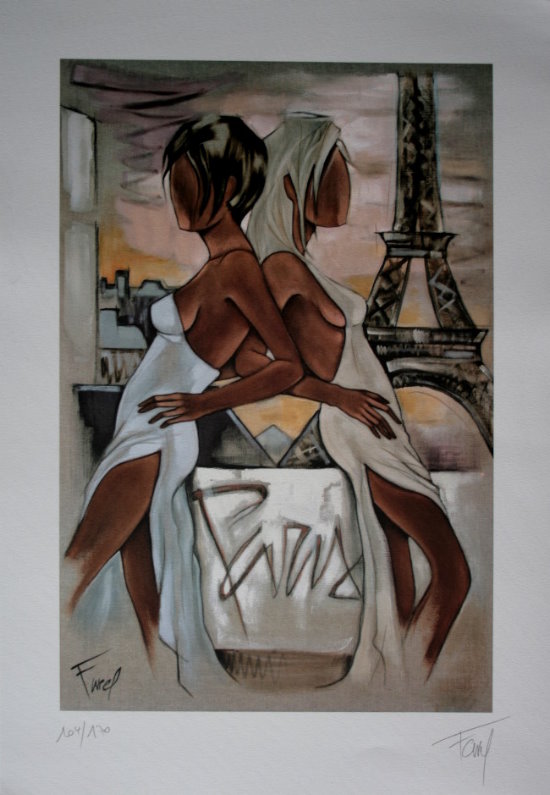 Pierre Farel signed Art print, Les Trois Dames