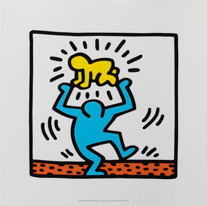 Affiche Haring, Bb au-dessus de la tte (1987)
