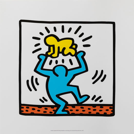Affiche Keith Haring : Bb au-dessus de la tte (1987)