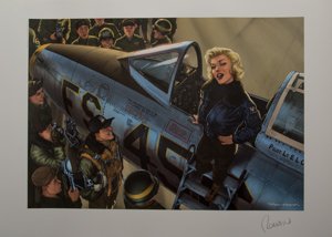 Lmina firmada Romain Hugault, Marilyn, North American F-100 Super Sabre