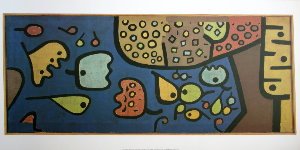 Lmina Paul Klee, Frutos sobre fondo azul, 1938