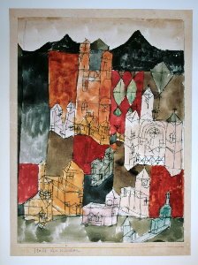 Lmina Paul Klee, La ciudad de las iglesias, 1918