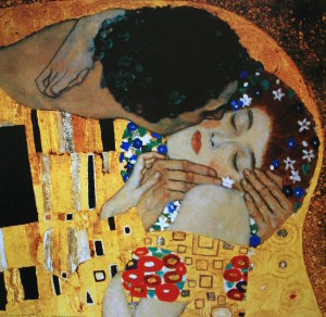 Lmina Gustav Klimt, El beso (Detalle), 1905