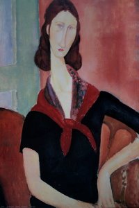 Lmina Modigliani, Jeanne Hebuterne con pauelo, 1919