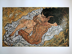 Lmina Schiele, El abrazo (Los Amantes II), 1917